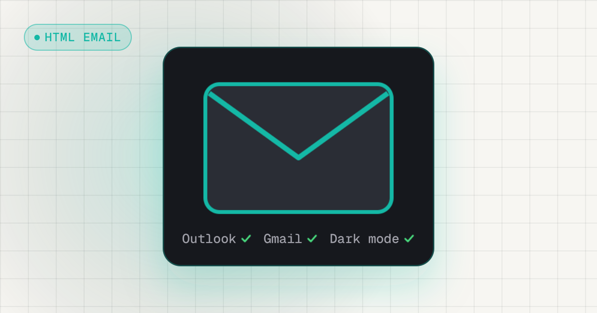 Cover illustration for “HTML email templates that work in Outlook and dark mode”